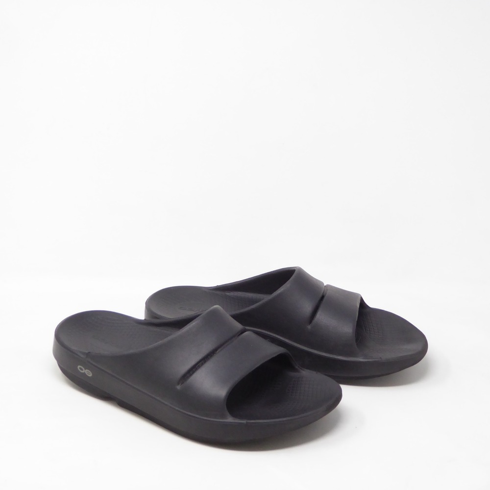 OOFOS OOahh Slide Sandals Black Recovery Footwear Size 8 Mens / 10 Womens